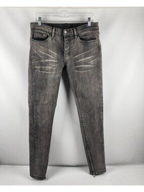 mnml Jeans Mens 30x33 Gray Skinny Leg Ankle Zip Button Fly Low Rise Denim